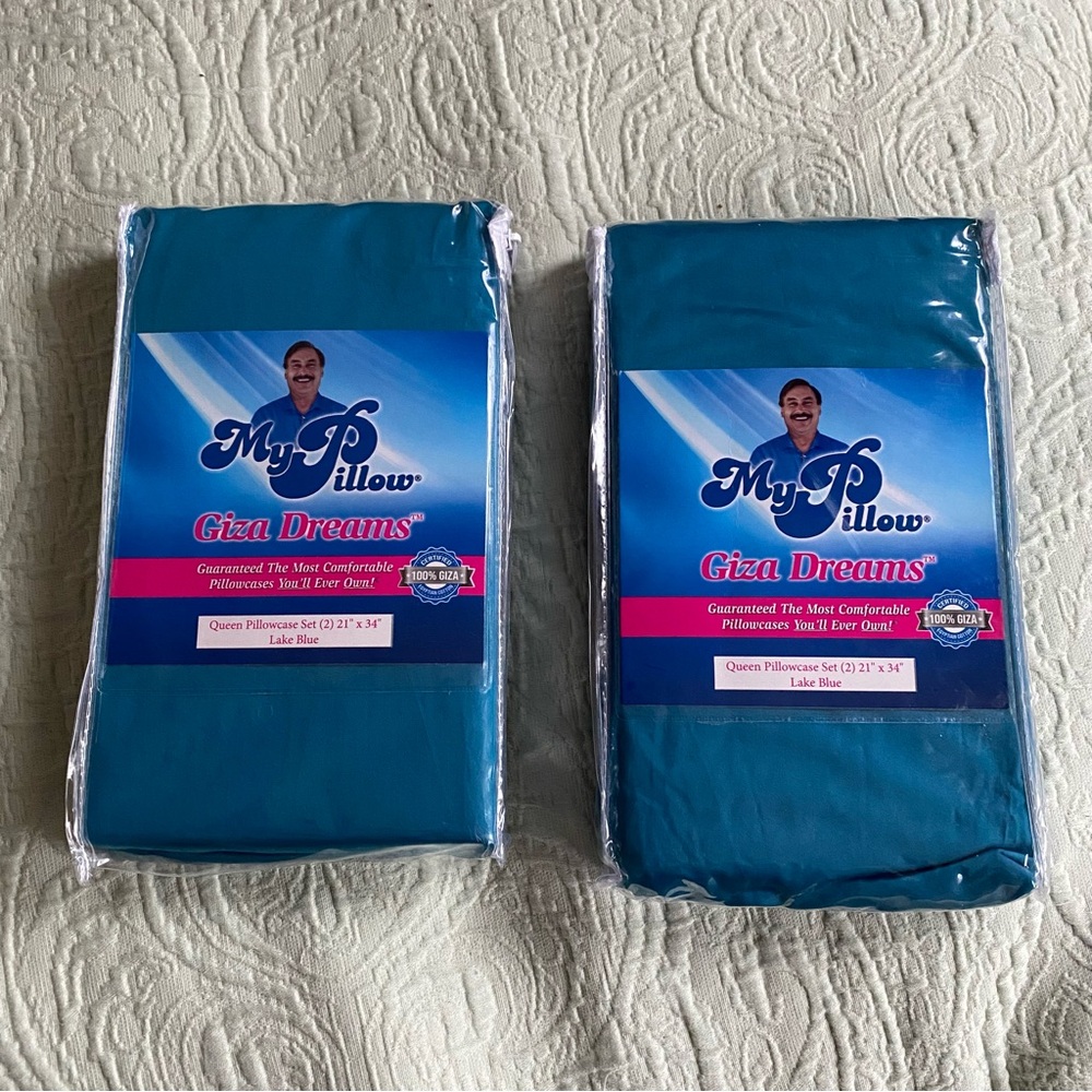 2 Set MyPillow Queen Size Pillowcaswa Giza Dreams Lake Blue Pillowcase Set NEW